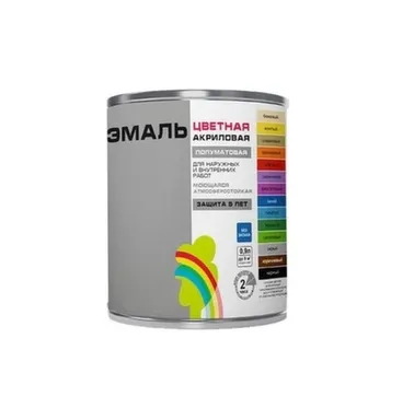 Купить Эмаль акриловая цветная Радуга-220, полуматовая, желтая, 0,9 л, Радуга в интернет-магазине Akvilon.kz