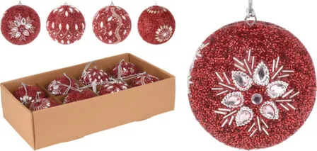 Купить Елочное украшение Шар, красный, D 10 см, в ассортименте, Koopman в интернет-магазине Akvilon.kz