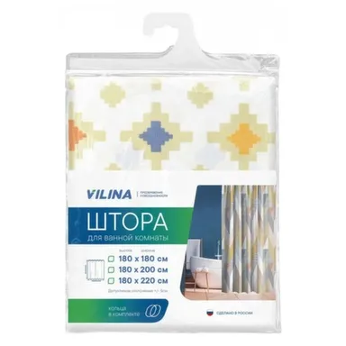 Купить Штора для ванны, полиэстер, Диамант, 180x180 см, Vilina в интернет-магазине Akvilon.kz