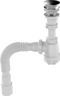 Купить Сифон бутылочный с встроенным переливом 1 ¼, донный клапан Click-clack с широким грибок, гофротруба 40x40/50мм, Aquant в интернет-магазине Akvilon.kz