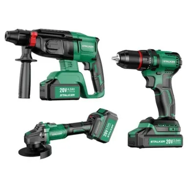 Купить Набор аккумуляторного инструмента STALKER Kit (AG20-125 Li BL+D20 Li+RH20 Li BL) в интернет-магазине Akvilon.kz