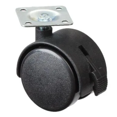 Купить Ролик двойной на площадке со стопором 50 мм, черный, 1 шт, Стройбат в интернет-магазине Akvilon.kz