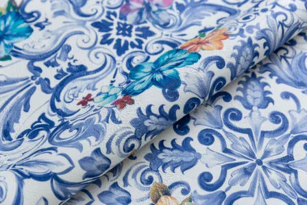 Купить Обои Азулежу мотив цветной винил/флизелин (тиснёные) 1,06x10 в интернет-магазине Akvilon.kz