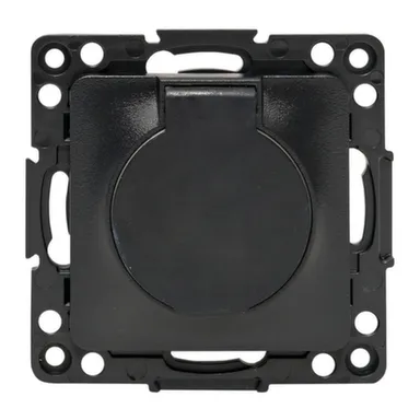 Купить Черная розетка 1- мест.16А з/к с крышкой IP44 Стокгольм в интернет-магазине Akvilon.kz