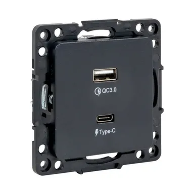 Купить Черная розетка 2-мест.USB-type-C Стокгольм в интернет-магазине Akvilon.kz