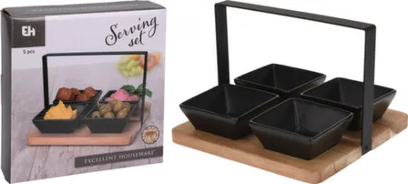 Купить Набор для закусок: миска 8x8x3,5см (4 шт) в комплекте с подносом 20x20см, Koopman в интернет-магазине Akvilon.kz