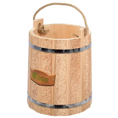 Купить Ведро 9 л, с орнаментом "Цветы", липа, "Банные штучки" в кор. / 1 в интернет-магазине Akvilon.kz