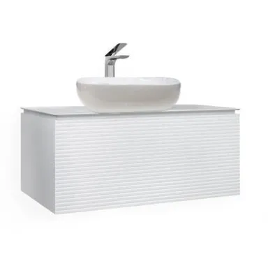 Купить Тумба подвесная Stone белая с умывальником Melana-A419 80 см, Raval в интернет-магазине Akvilon.kz