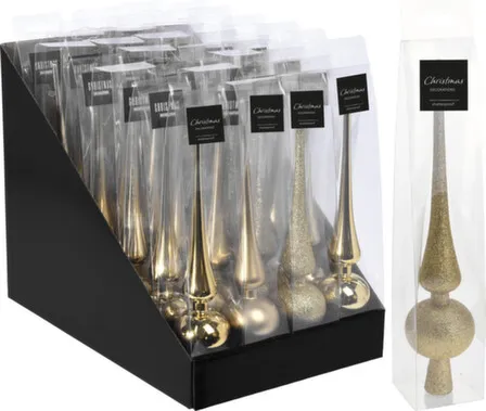 Купить Ёлочное украшение Верхушка на елку золотистая разм. 6x6x29,5см в асс, Koopman в интернет-магазине Akvilon.kz