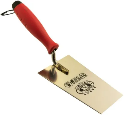 Купить Кельма трапециевидная узкая из нержавеющей стали, двухкомпонентная ручка, 140 мм, Olejnik в интернет-магазине Akvilon.kz