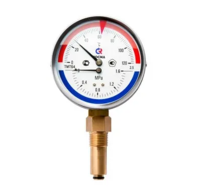 Купить Термоманометр 0-10 бар, 0-150 °С, 1/2", нижнее подключение Росма в интернет-магазине Akvilon.kz