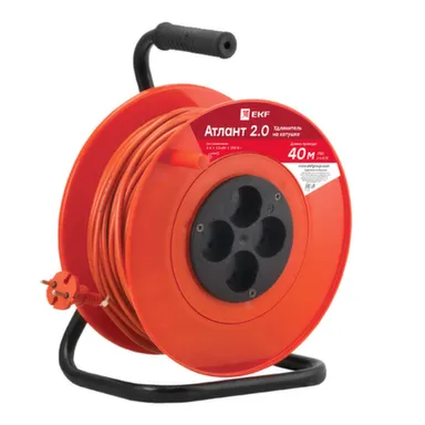 Купить Удлинитель на катушке "Атлант 2" 4 гнезда 40м без заземления ПВС 2x0,75 6А 1,3кВт PROxima в интернет-магазине Akvilon.kz
