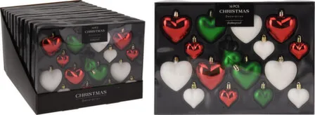 Купить Елочное украшение "шар", дизайн "сердце", набор 16 штук, в асс., Koopman в интернет-магазине Akvilon.kz