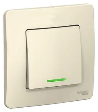 Купить Выключатель 1-клавишный с/у 10АХ BLANCA молочный с подсветкой Shneider Electric в интернет-магазине Akvilon.kz