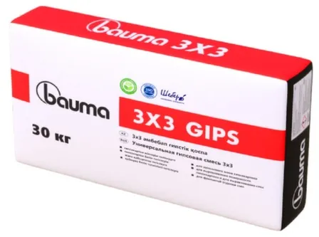 Шпатлевка универсальная 3x3 Gips 30кг, Bauma в интернет-магазине Akvilon.kz Шпатлевка универсальная 3x3 Gips 30кг, Bauma в интернет-магазине Akvilon.kz
