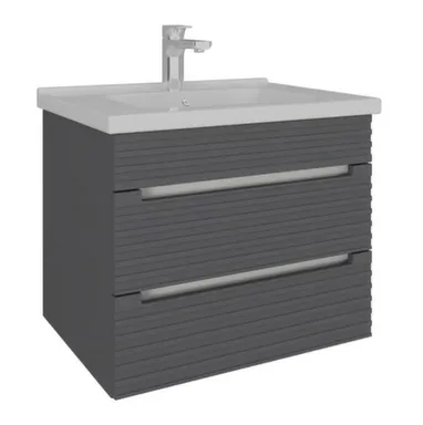 Тумба подвесная Николь Белый снег Графит матовый 2 ящика с умывальником Orbita 1170-80/810 80 см, AVK в интернет-магазине Akvilon.kz