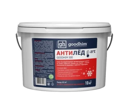 Купить Антигололёдный реагент 500 № 31, сухой, ведро, 10 кг, Goodhim в интернет-магазине Akvilon.kz