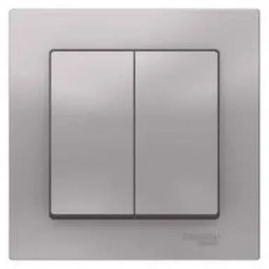 Купить Выключатель 2-клавишный Schneider Electric Atlas Алюминий в интернет-магазине Akvilon.kz
