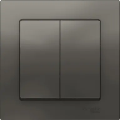 Купить Выключатель 2-клавишный Schneider Electric Atlas Стальной в интернет-магазине Akvilon.kz