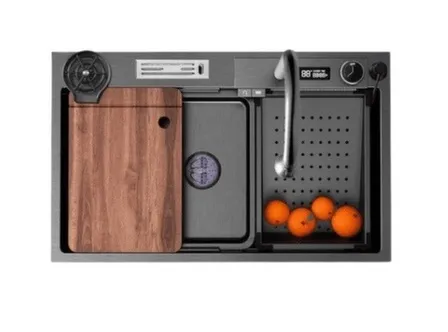 Купить Мойка из нержавеющей стали, черный, 700x450 мм, Vilonty в интернет-магазине Akvilon.kz