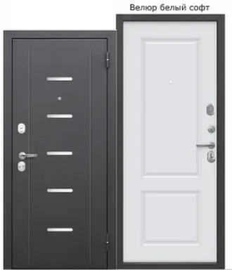 Купить Дверь металлическая 7,5см Гарда (серебро) Велюр белый софт Феррони 960 Правое в интернет-магазине Akvilon.kz