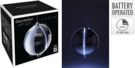 Купить Ёлочное украшение Шар диам 15см, с подсветкой, с функцией таймера, Koopman в интернет-магазине Akvilon.kz