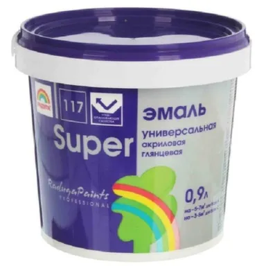 Купить Эмаль акриловая Радуга Super-117 глянцевая универсальная 0,9 в интернет-магазине Akvilon.kz