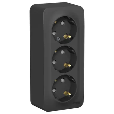 Купить Розетка 3-хместная Schneider Electric Blancа Антрацит в интернет-магазине Akvilon.kz