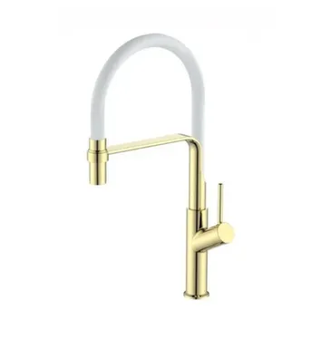 Купить Смеситель для кухни с высоким гибким изливом Белый Gold, Esko в интернет-магазине Akvilon.kz