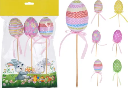 Купить Декорация Яйцо на пике, 3 шт, в ассортименте, Koopman в интернет-магазине Akvilon.kz