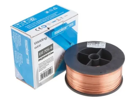 Купить Проволока сварочная омедненная ER 70S-6 ф0,8 мм, катушка 1 кг, Solaris в интернет-магазине Akvilon.kz