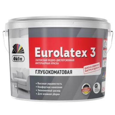 Купить Краска водно-дисперсионная латексная Eurolatex 3, 10 л, Dufa в интернет-магазине Akvilon.kz