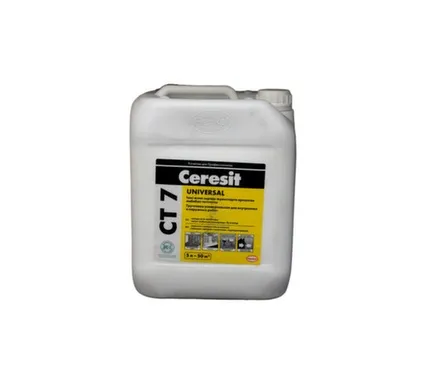 Купить Грунтовка CT7 универсальная для пористых и сильновпитывающих оснований 5л, Ceresit в интернет-магазине Akvilon.kz