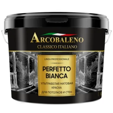 Купить Краска для потолков и стен Perfetto bianca, ультрабелая, матовая, 9 л, Arcobaleno в интернет-магазине Akvilon.kz