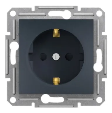Купить Антрацит розетка 1- мест.16А з/к Asfora в интернет-магазине Akvilon.kz
