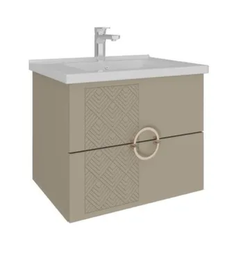 Тумба подвесная Рината Белый снег Устюрт 2 ящика с умывальником А1047, 100 см, AVK в интернет-магазине Akvilon.kz