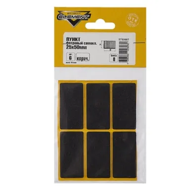 Купить Пункт фетровый самоклеящийся 25x50 мм, темный, 6 шт, Стройбат в интернет-магазине Akvilon.kz