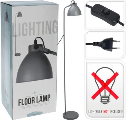 Купить Лампа напольная, 22x155 см, цоколь E27, 1x40 Вт, серый, Koopman в интернет-магазине Akvilon.kz