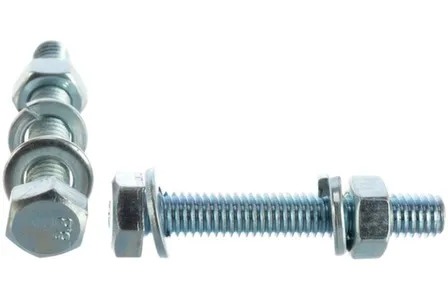 Купить Болты DIN 933 М 6x40 с гайк.и шайб. (белый цинк 6 шт), Стройбат в интернет-магазине Akvilon.kz