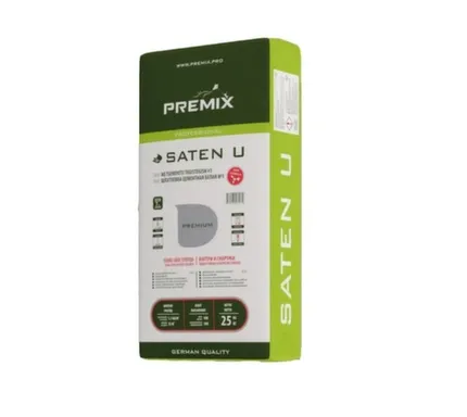 Купить Шпаклевка фасадная цементная Saten U, светло-серая, 25 кг, Premix в интернет-магазине Akvilon.kz