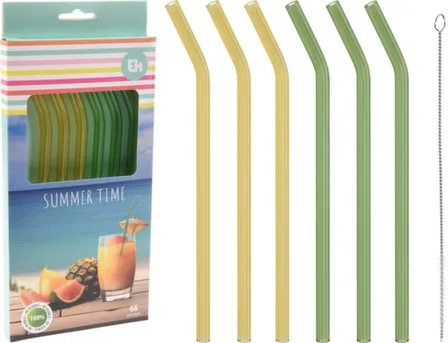 Купить Соломки для коктейля, длина 19 см, с щеточкой, набор 6 шт, Koopman в интернет-магазине Akvilon.kz