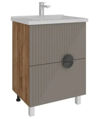 Тумба напольная Тора Дуб Крафт Золотой Айрон 2 ящика с умывальником Orbita 1170-60/610, 60 см, AVK в интернет-магазине Akvilon.kz