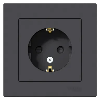 Купить Розетка 1-местная с заземлением Schneider Electric Atlas карбон в интернет-магазине Akvilon.kz