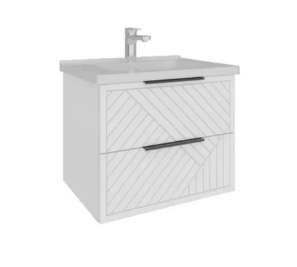 Тумба подвесная Джина Белый снег Белый матовый 2 ящика с умывальником Orbita 1170-70/710, 70 см, AVK в интернет-магазине Akvilon.kz