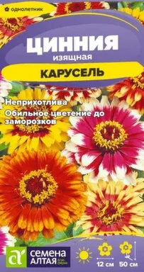 Купить Цветы Цинния Карусель изящная 0,2 гр, Семена Алтая в интернет-магазине Akvilon.kz Купить Цветы Цинния Карусель изящная 0,2 гр, Семена Алтая в интернет-магазине Akvilon.kz