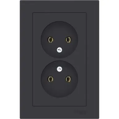 Купить Розетка 2-местная без заземления Schneider Electric Atlas Карбон в интернет-магазине Akvilon.kz