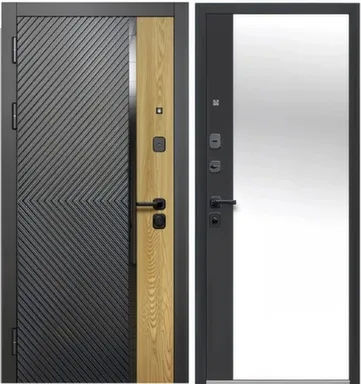 Купить Дверь металлическая Luxor 2 МДФ Дуб Диагональ Зеркало 860 мм левая, Ferroni в интернет-магазине Akvilon.kz