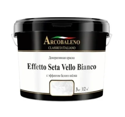 Купить Краска декоративная Effetto Seta Vello Bianco, белый шелк, 3 кг, Arcobaleno в интернет-магазине Akvilon.kz
