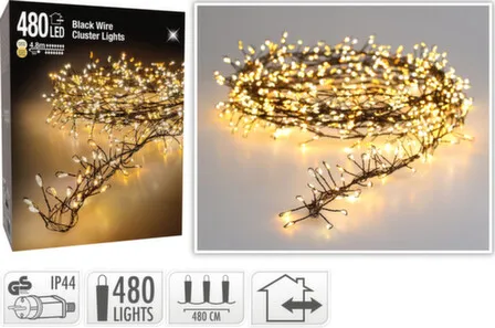 Купить Гирлянда электрическая, теплый белый/экстра теплый белый, 480 led-ламп, длина 480 см, работает от сети на напряжении 220-240 В, адаптер IP44, Koopman в интернет-магазине Akvilon.kz