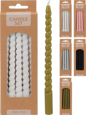 Купить Свеча витая, длина 17 см, набор 10 шт, в ассортименте, Koopman в интернет-магазине Akvilon.kz